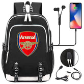 Arsenal Football Club USB Charging Backpack School Note Book Laptop Travel Bags
